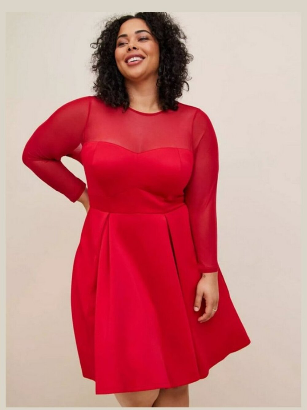 Torrid Red Mini Scuba Illusion Mesh Dress w/ Pockets Sz 1X